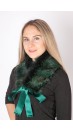 Green fox fur collar-neck warmer